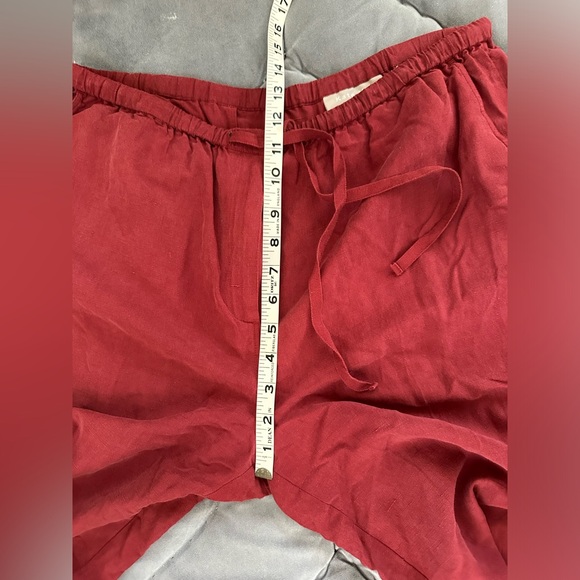 Silk linen blend Kate hill casual red women’s pants  drawstring size 10 - Picture 7 of 13